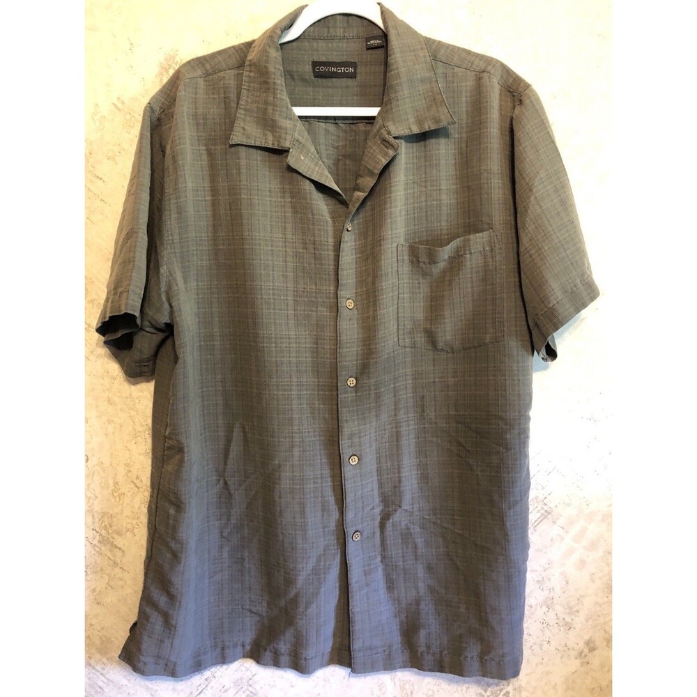 Covington LOOSE FIT LARGE L BUTTON SHIRT MEN Dark Gray Rayon Blend
